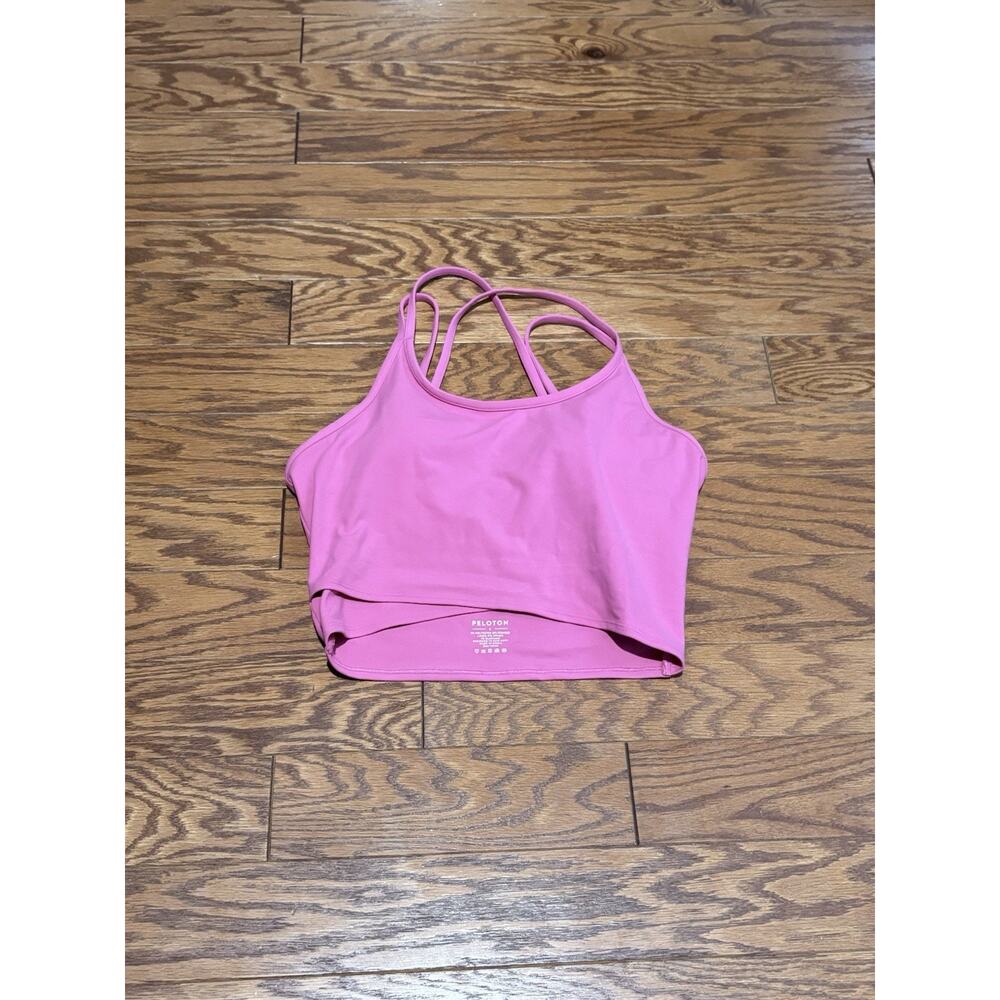 Peleton Women's Neon Pink Racerback Padded Sports Bra, Size Large